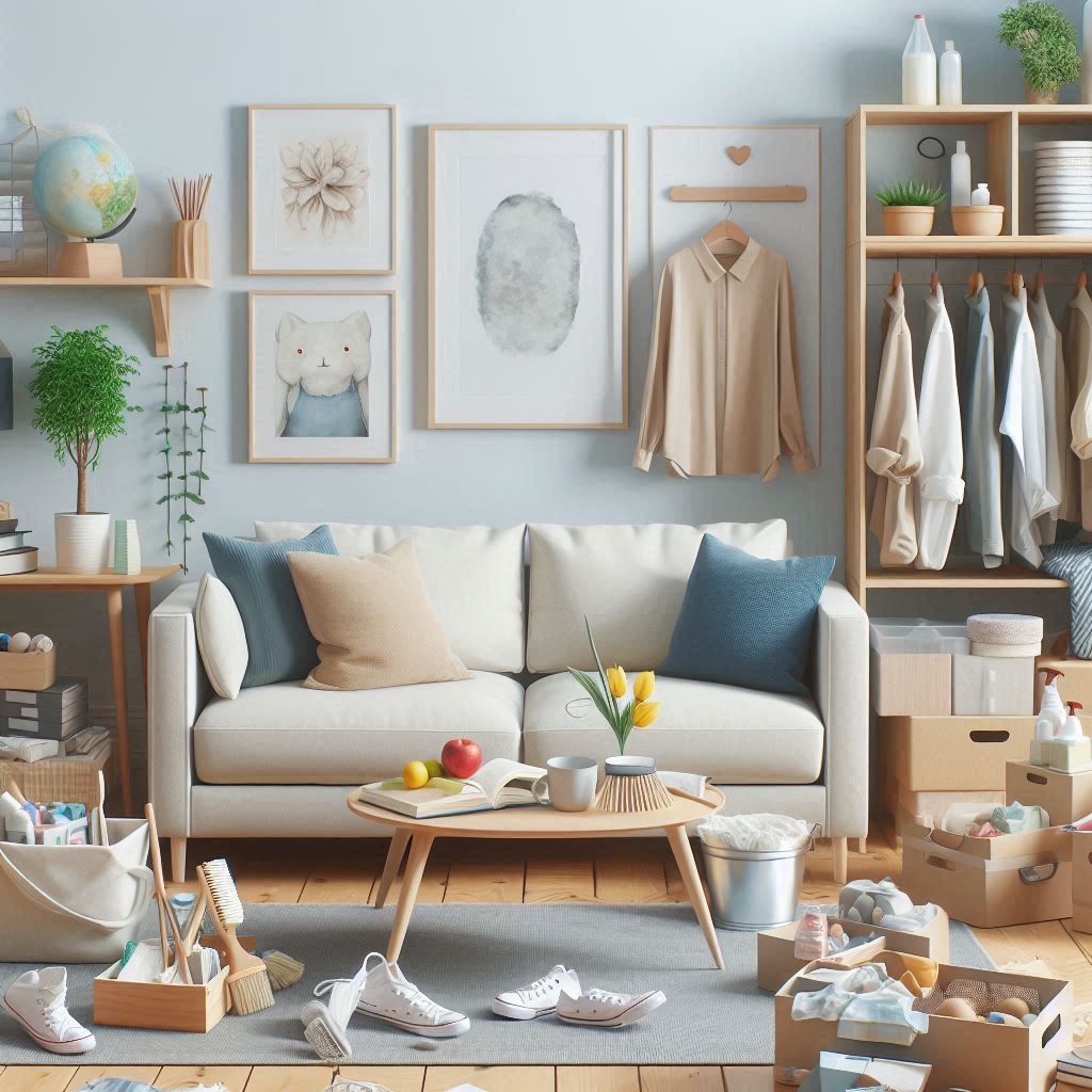 image is of a disorganized home in need of decluttering